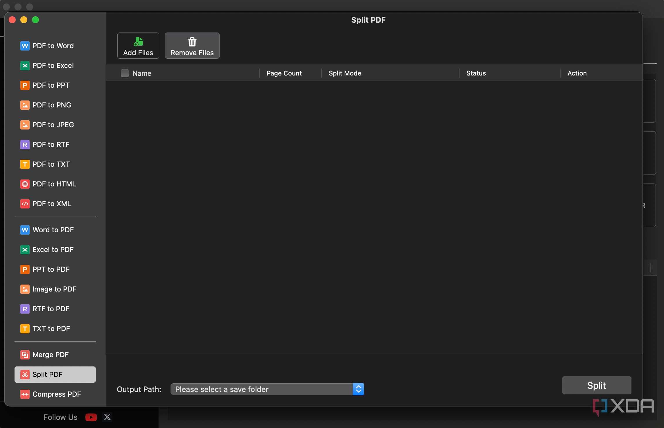 Split PDF UI