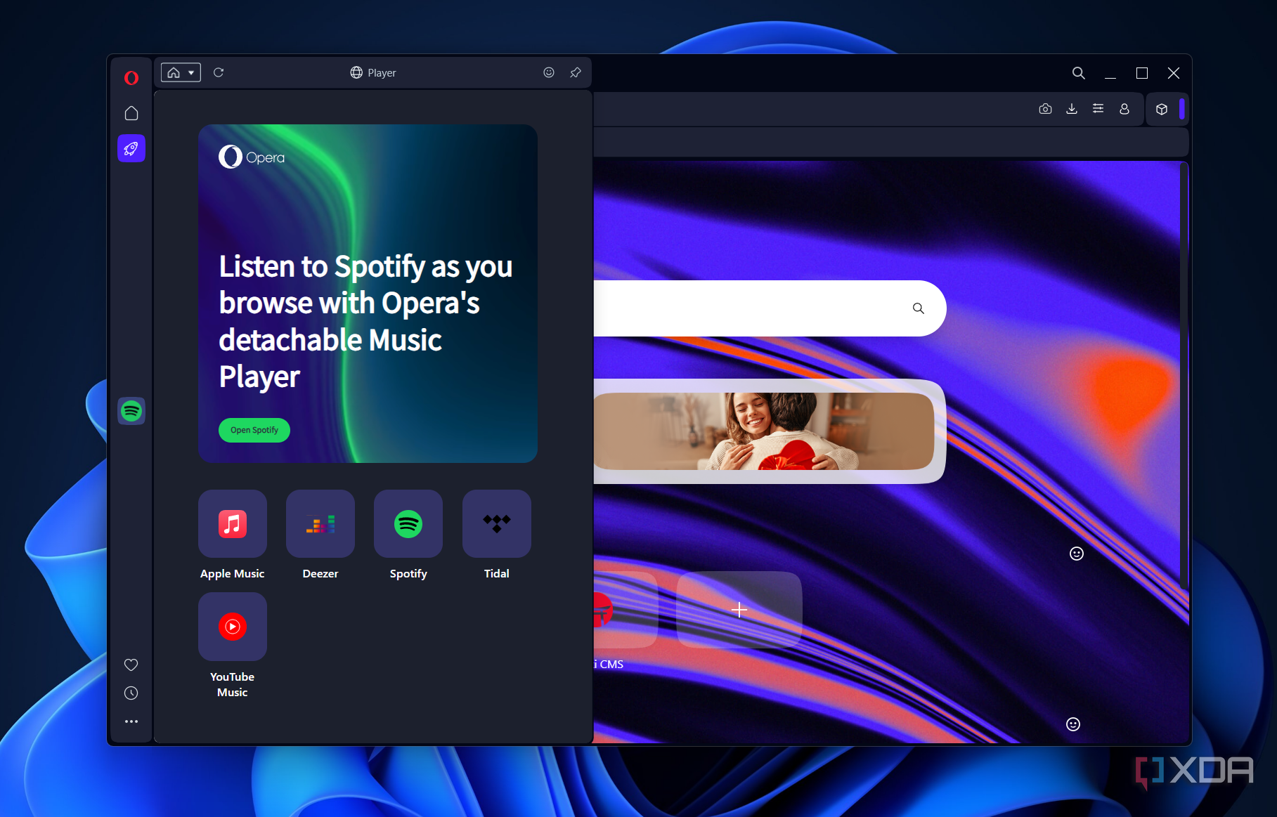 the spotify player in opera