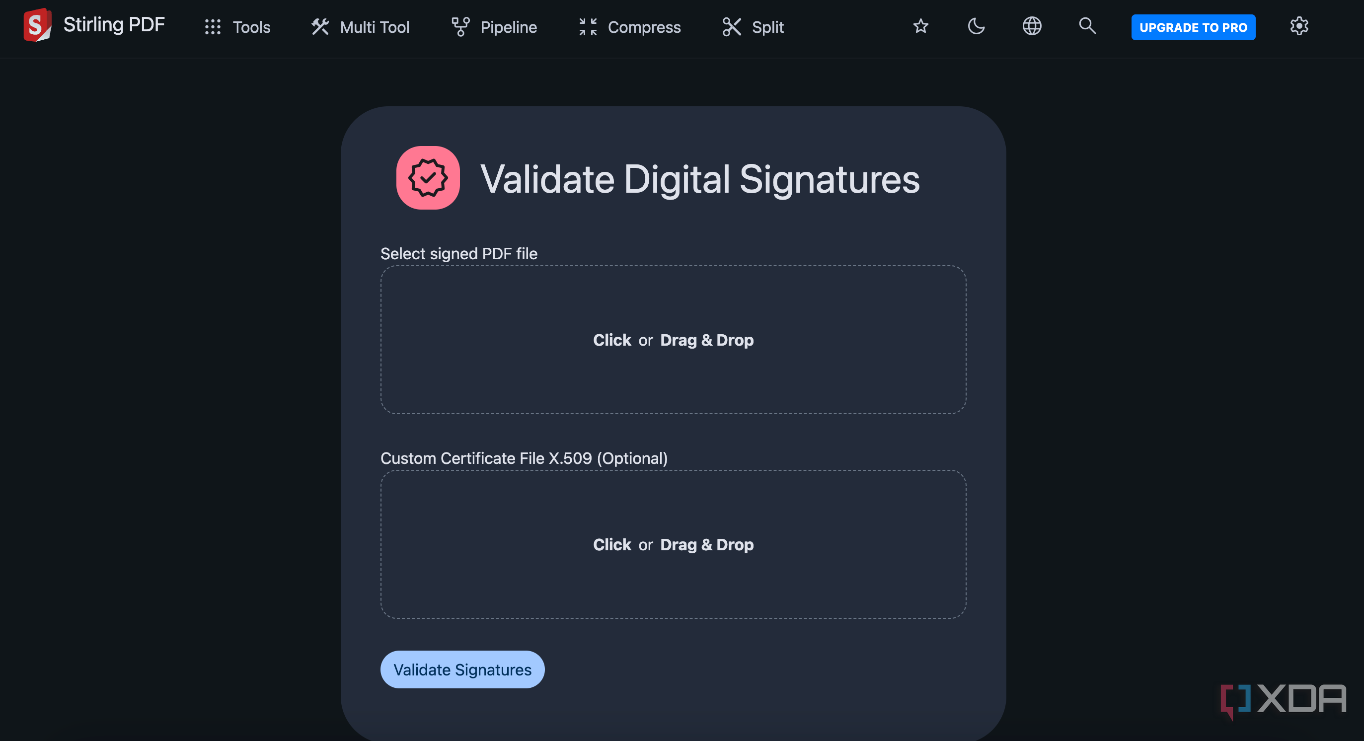 Stirling PDF sign validation