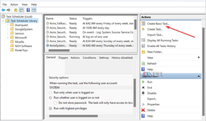 Creating a basic task in Task Scheduler