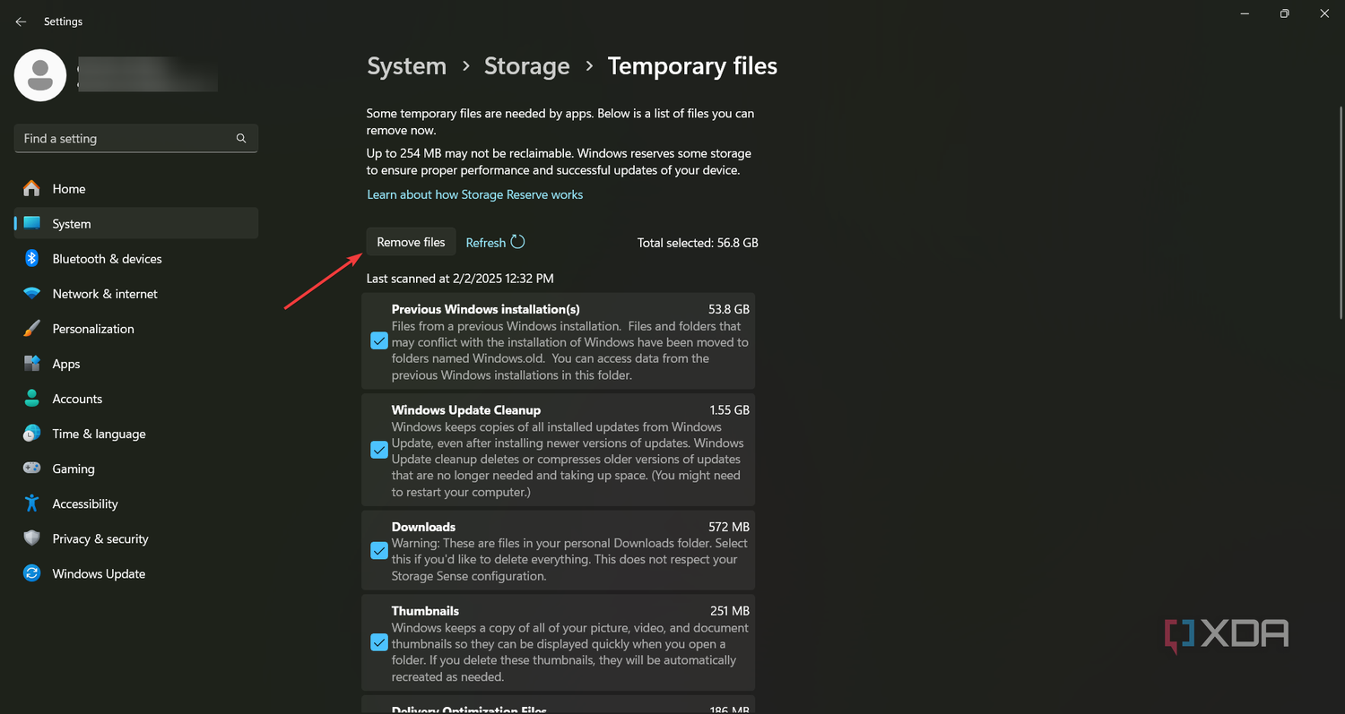 Temporary files Remove files