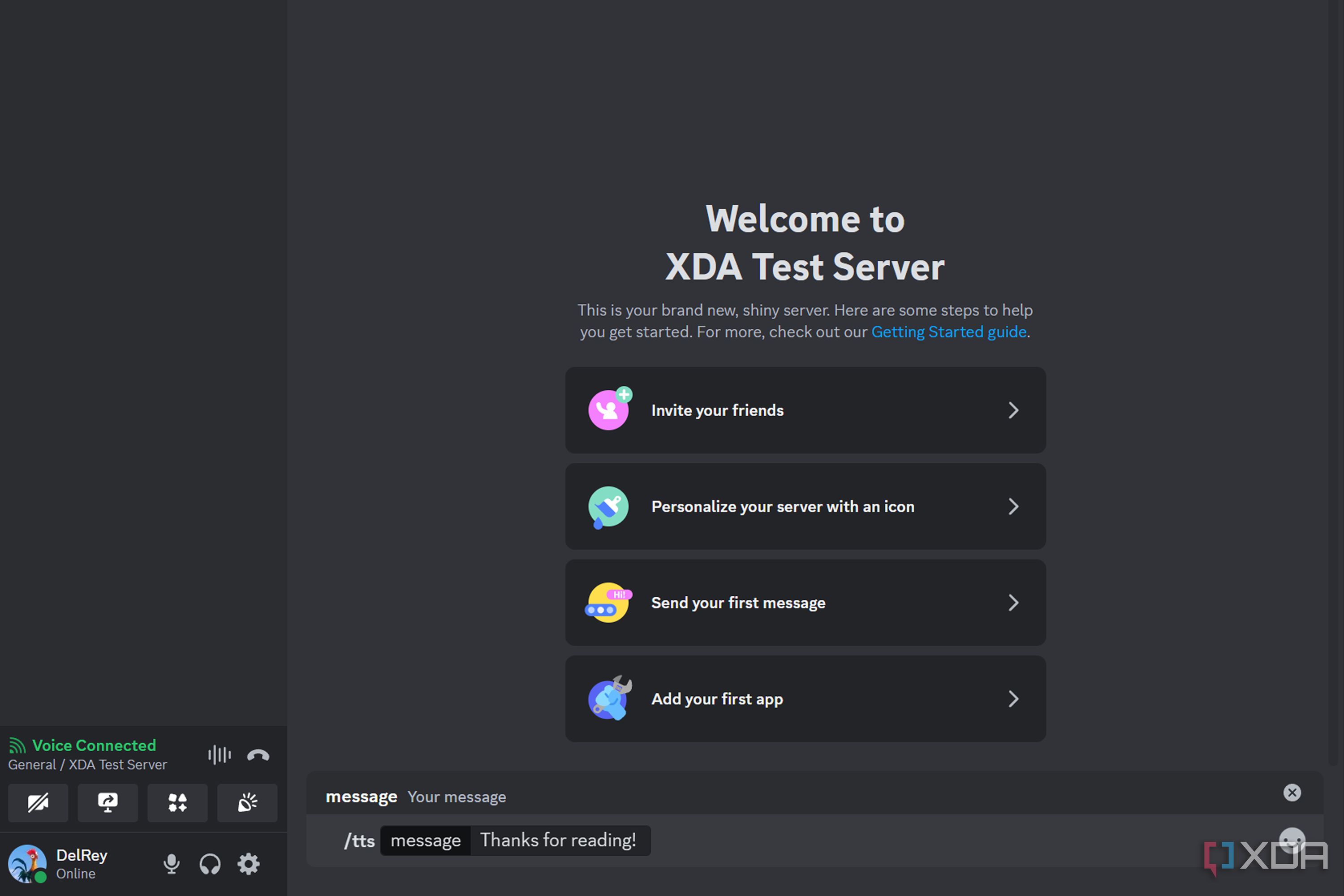Screenshot of text to speech in Discord