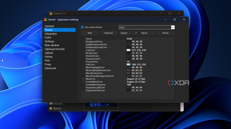 theme settings in sharex