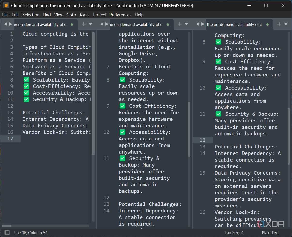 Three colum view Sublime Text