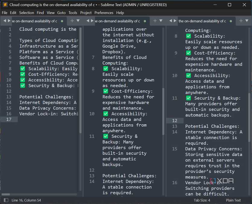 Three colum view Sublime Text