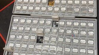 Transistors and SMT components in an AideTek-plastic organizer