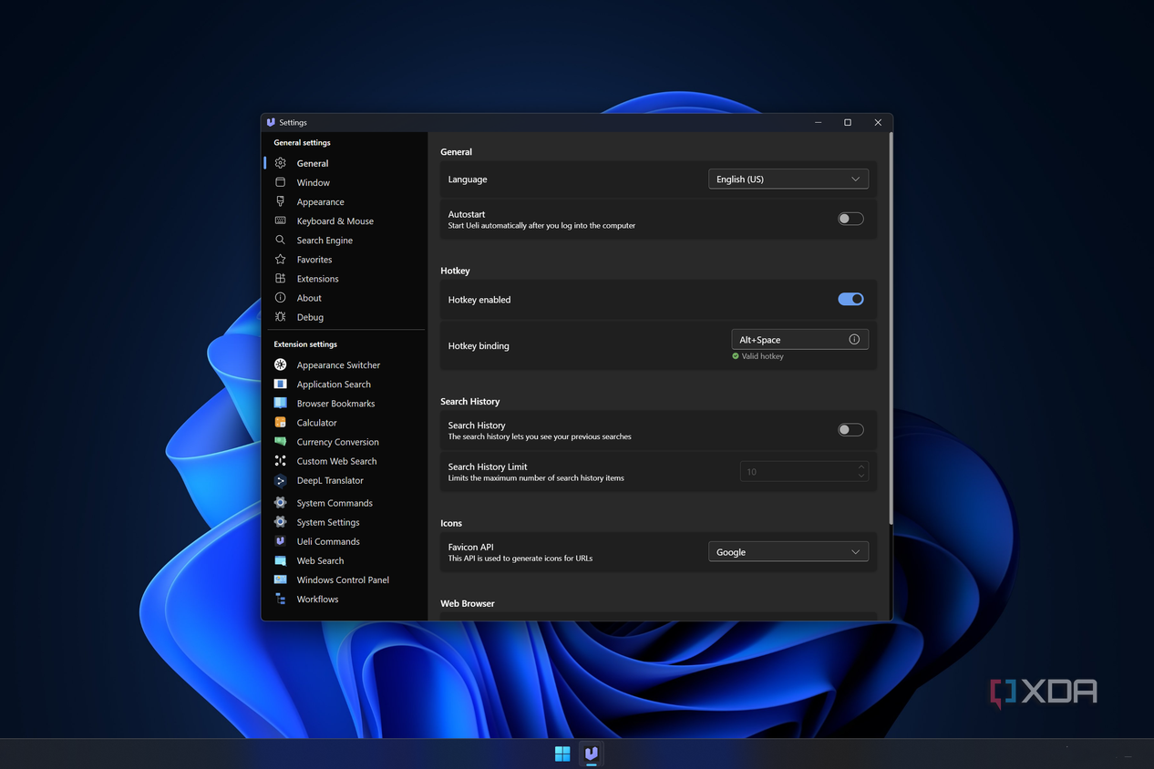 Ueli settings Windows