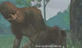 A screenshot from Red Dead Redemption Undead Nightmare, showing a sasquatch.