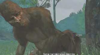 A screenshot from Red Dead Redemption Undead Nightmare, showing a sasquatch.