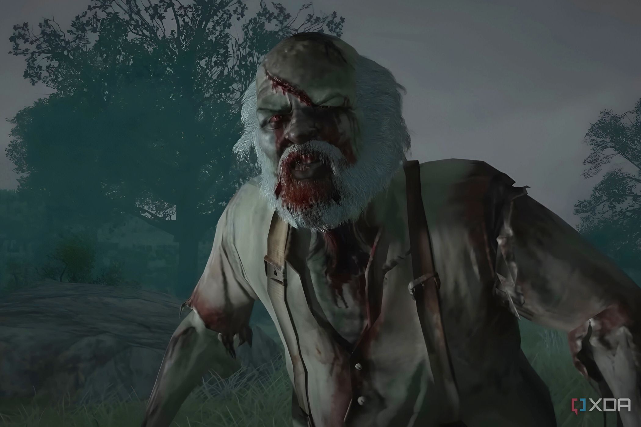 A screenshot from Red Dead Redemption Undead Nightmare, showing Uncle, a character from the game, turning into a zombie.