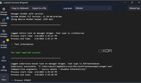 screenshot showing package manager logs in UniGetUi