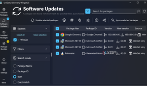 screenshot of UniGetUI software updates on Windows
