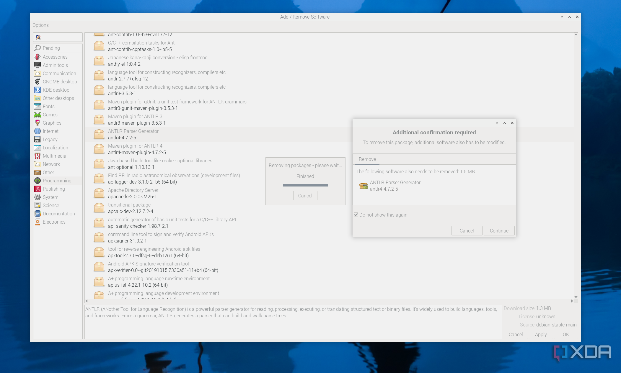 Uninstalling apps in Add/Remove software option of Raspberry Pi 5