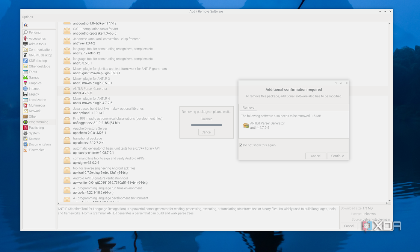 Uninstalling apps in Add/Remove software option of Raspberry Pi 5