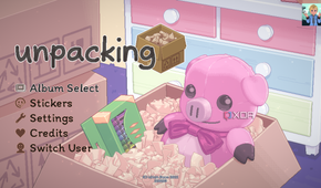 Title screen of Unpacking on Xbox