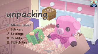 Title screen of Unpacking on Xbox