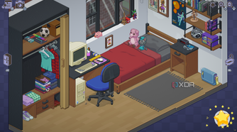 College dorm room in Unpacking