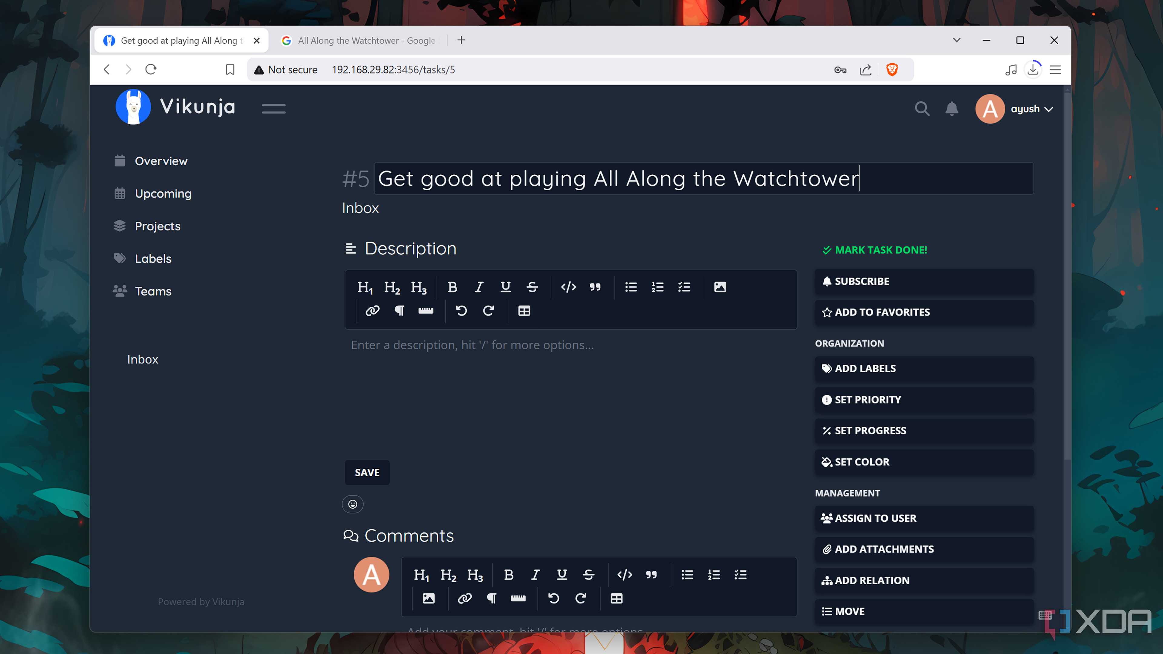 The Vikunja web UI