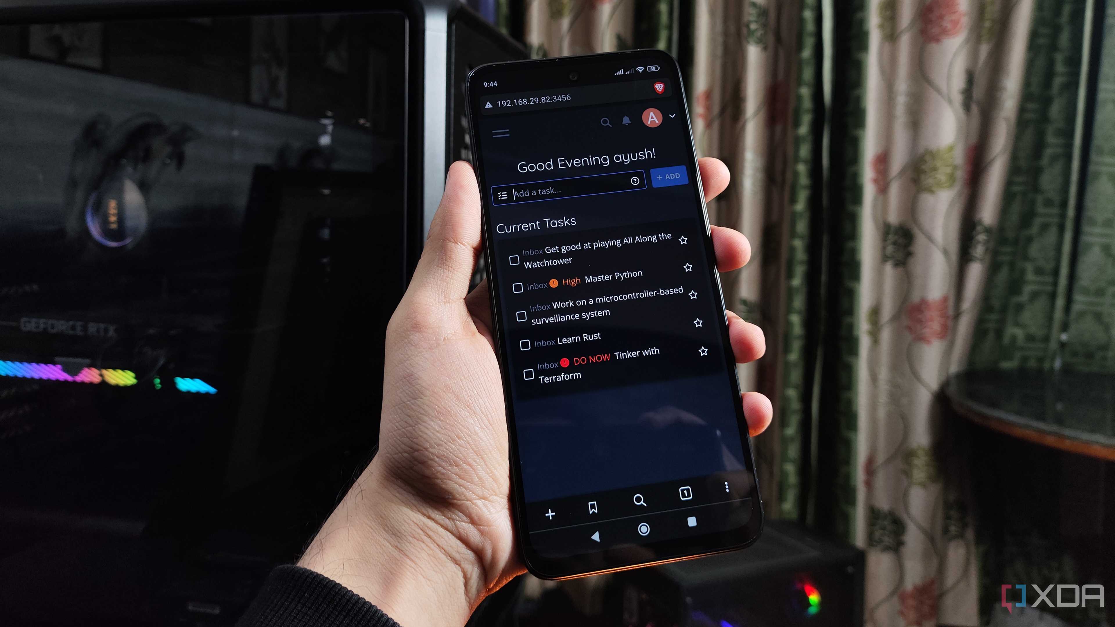 Accessing the Vikunja web UI on a phone