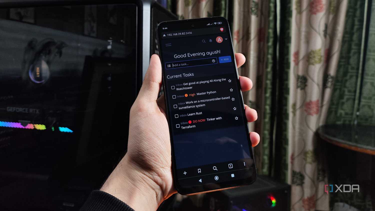 Accessing the Vikunja web UI on a phone