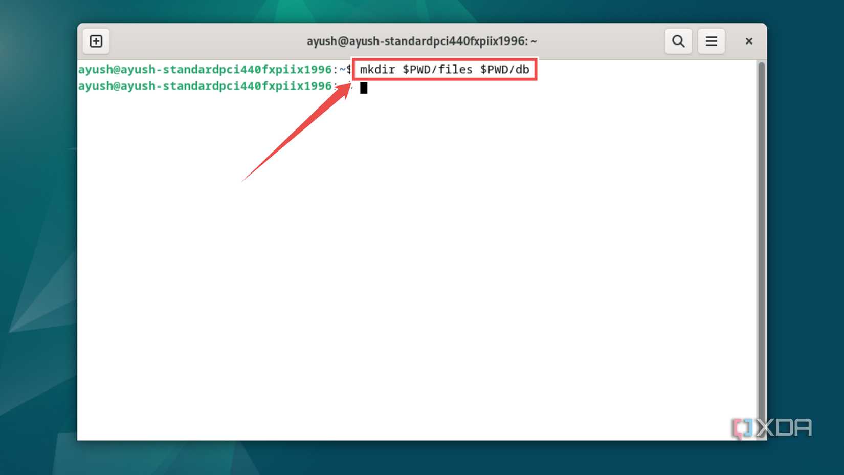 Running the mkdir command in Debian