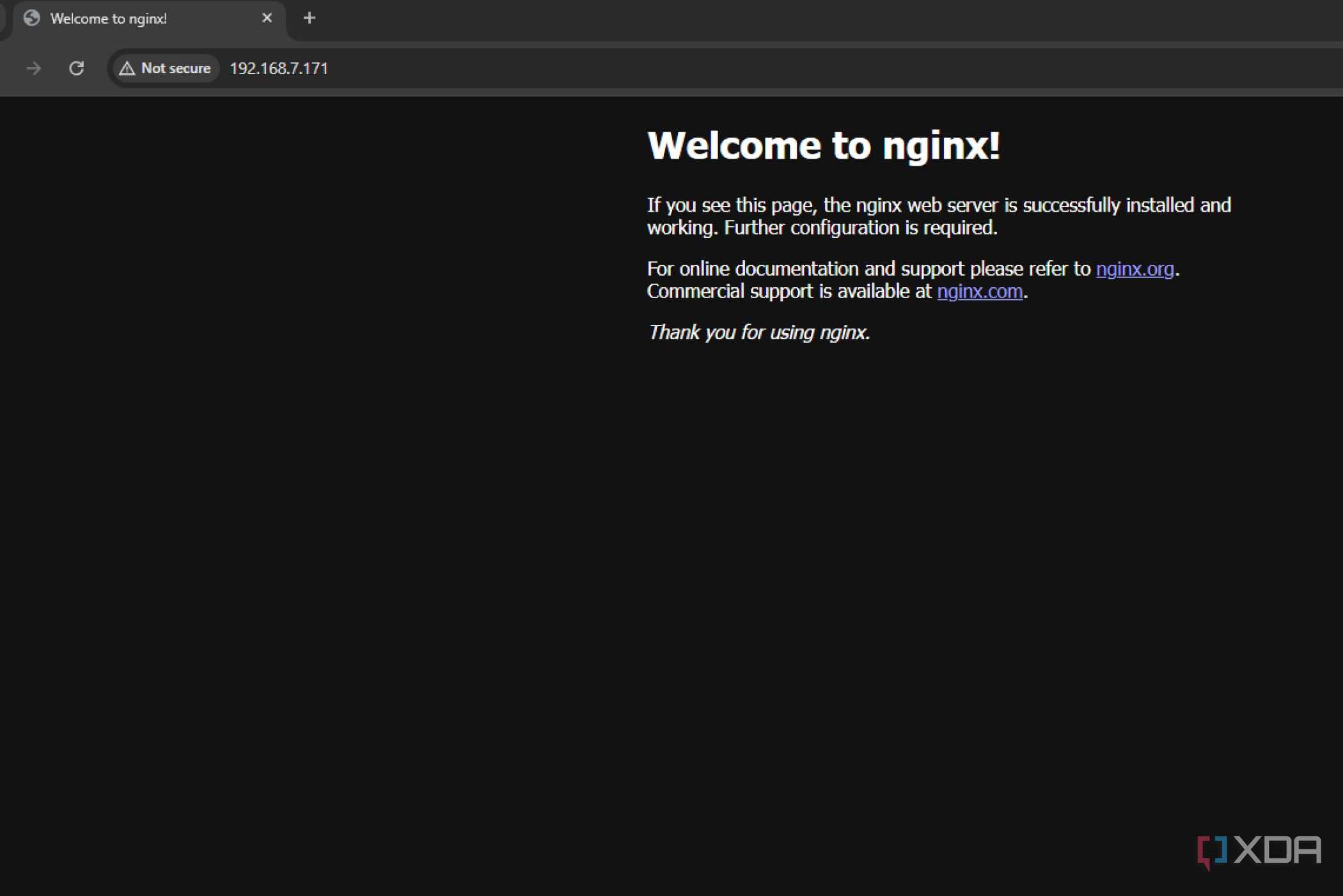 nginx landing page
