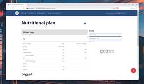 The Nutritional Plan tab in the wger web UI