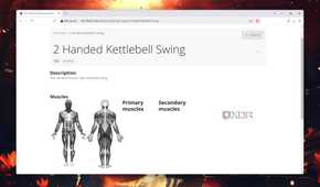 Viewing the exercises in the wger web UI