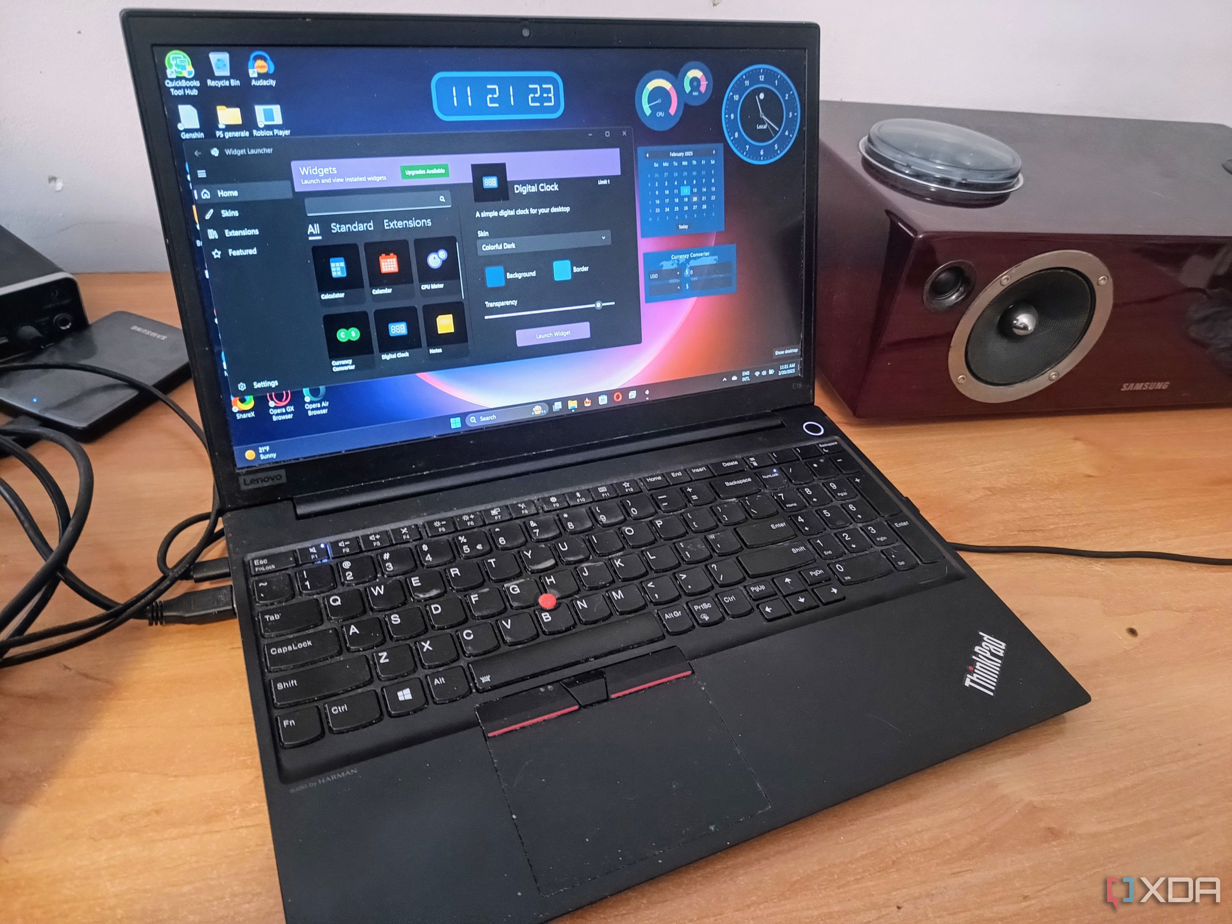 Laptop showing Widget Launcher and widgets running