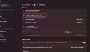The Windows 11 Settings menu where you can set up the Windows Hello fingerprint recognition