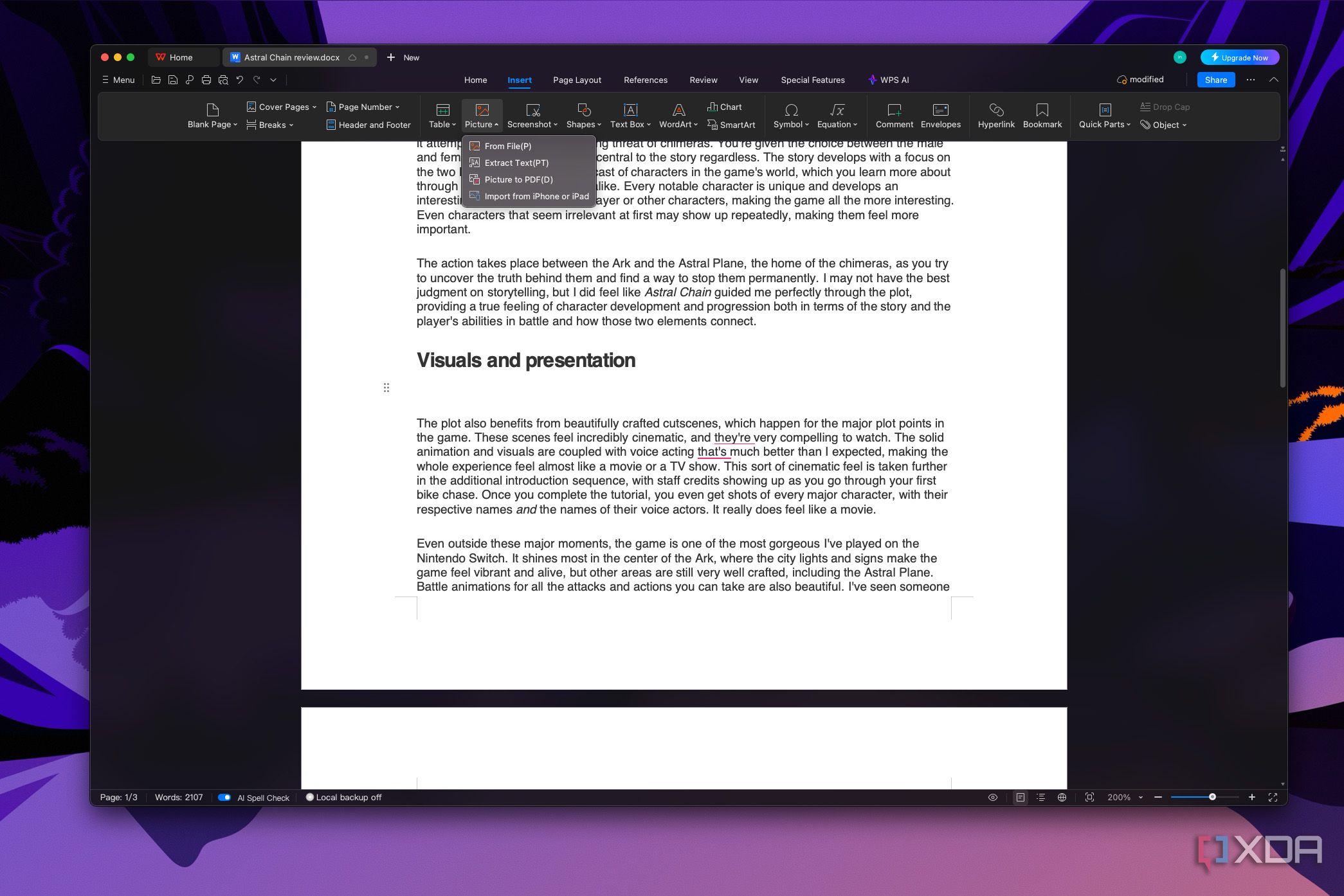 Screenshot of WPS Office displaying a document with numerous paragraphs