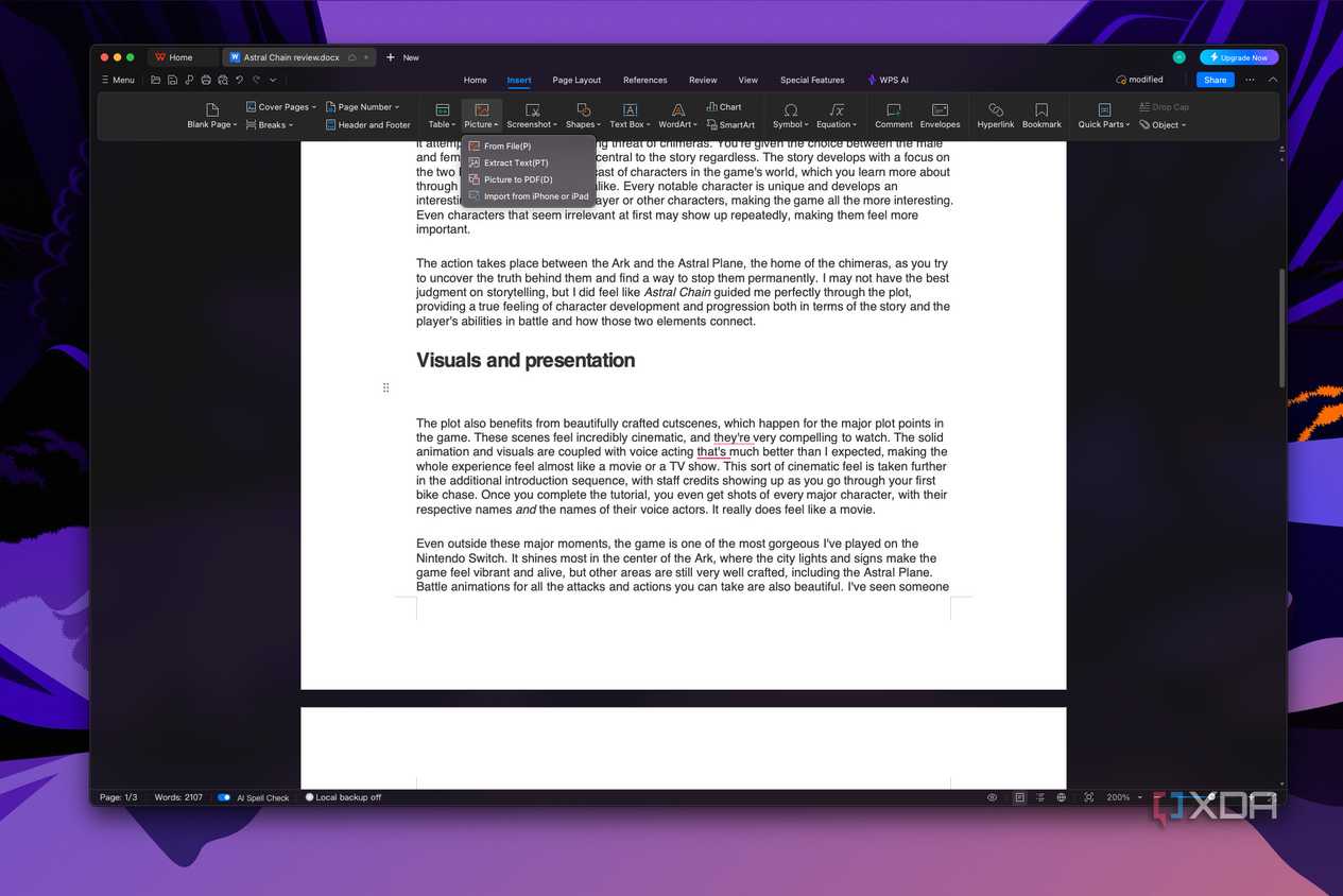 Screenshot of WPS Office displaying a document with numerous paragraphs