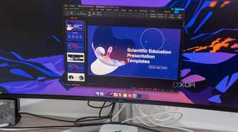 A monitor displaying the macOS desktop running WPS Office