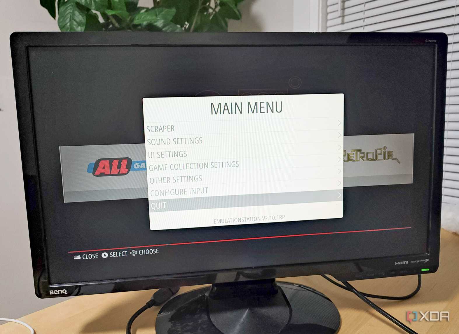 RetroPie's main menu on a PC monitor.