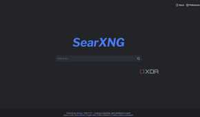 A screenshot of SearXNG's main splash page