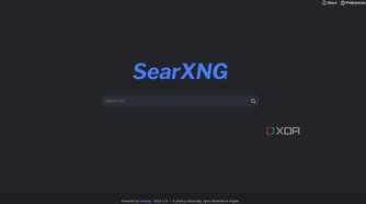 A screenshot of SearXNG's main splash page