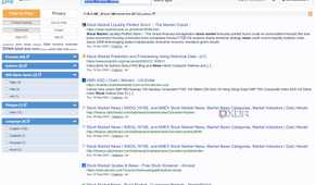 A screenshot of YaCy's news search