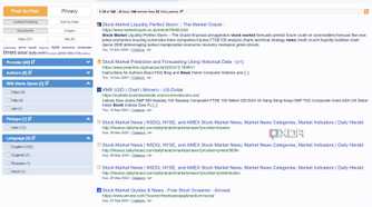 A screenshot of YaCy's news search