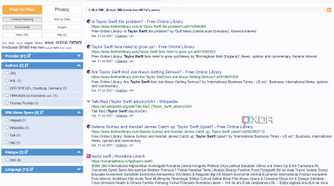 A screenshot of YaCy's general search result on taylor swift