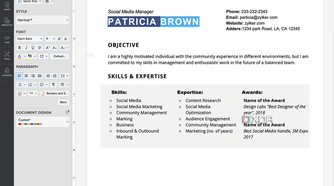 A screenshot of Zoho Writer.