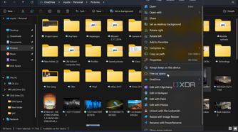 screenshot of File Explorer using Free up space feature in Files-on-Demand