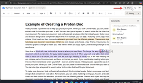 shows share button in open Proton Doc