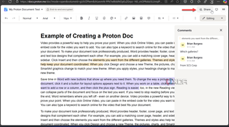 shows share button in open Proton Doc