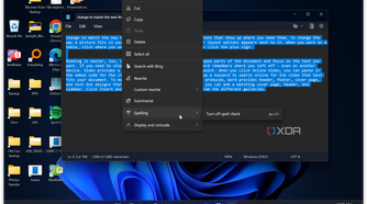 Shows options from right-click menu on Notepad