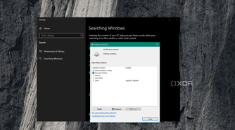 showing Windows Search Indexing options
