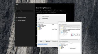 Screenshots showing indexed windows search