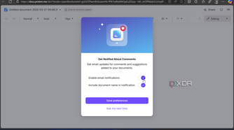 shows proton doc settings during initial setup
