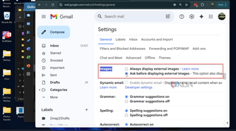 Shows turning off remote images in gmail