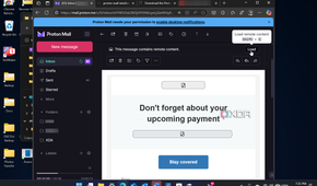 Load external images button in email message in Proton mail