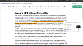 Showing how to tadd comments to a proton doc
